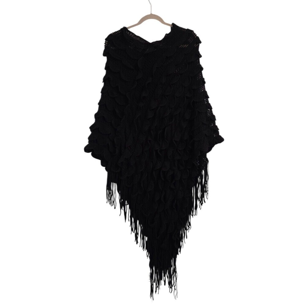 Marc New York Poncho Andrew Marc Black OS Knit Sweater - Picture 2 of 3